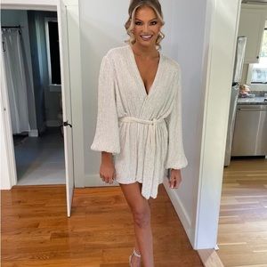 Retrofete Gabrielle Embellished Robe Mini Dress